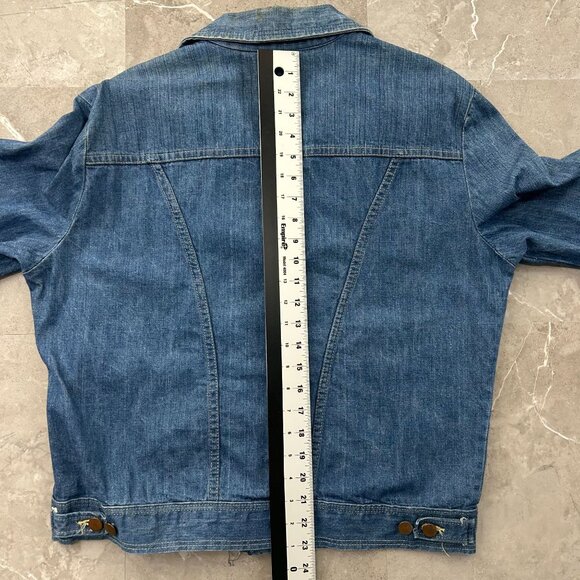 70S VINTAGE WRANGLER JEAN JACKET MENS LARGE BLUE DENIM WESTERN WORKWEAR - Picture 12 of 12
